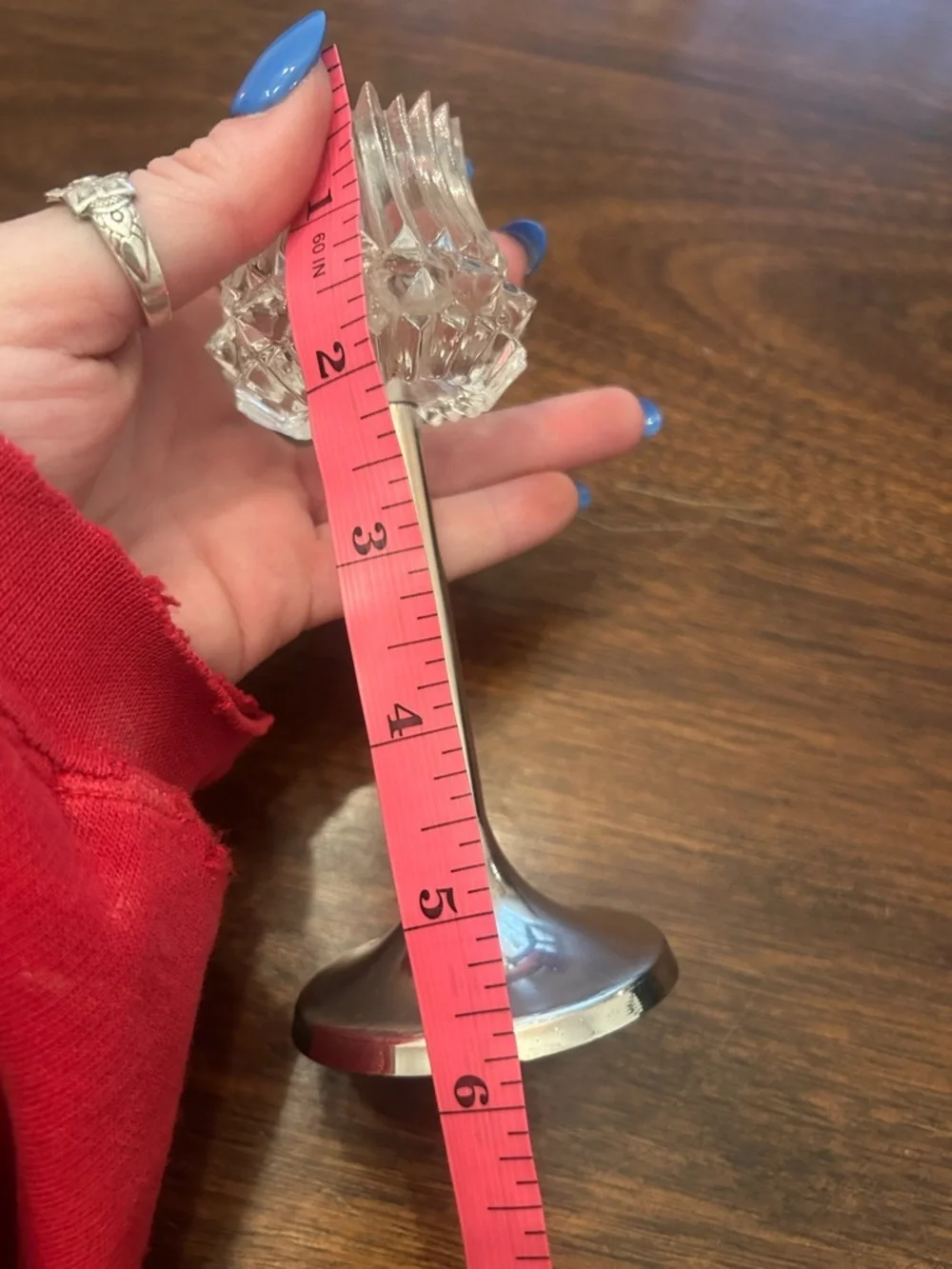 Vintage Crystal and Silver Taper Candle Holder - Clear & Silver